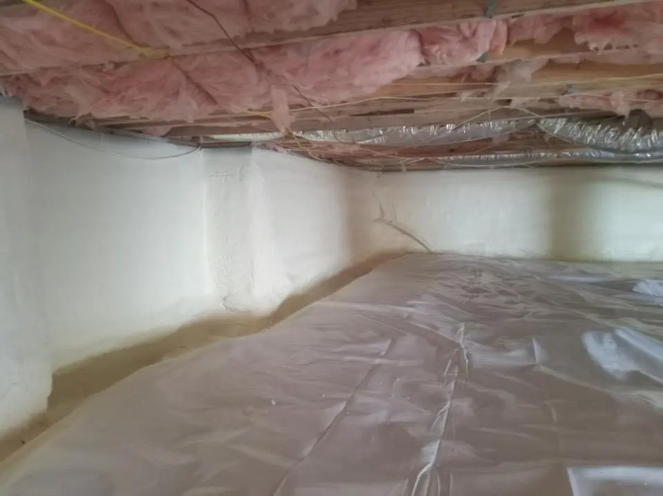 Crawl space encapsulation with closed-cell spray foam for Attic Insulation in Granby